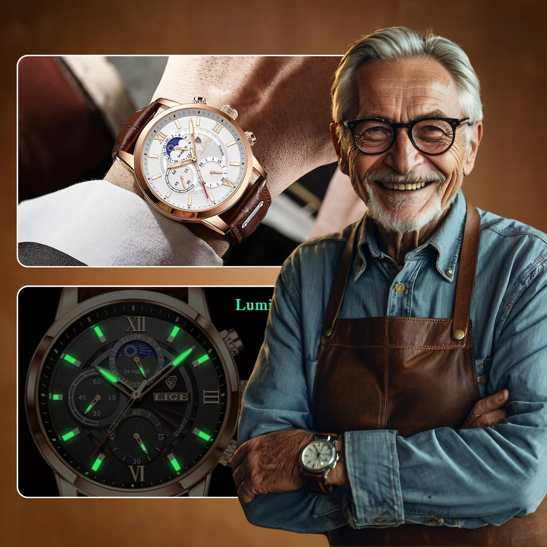 Luxury Moon Phase Quartz Wrist Watch