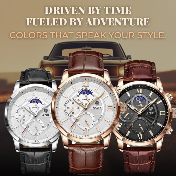 Luxury Moon Phase Quartz Wrist Watch