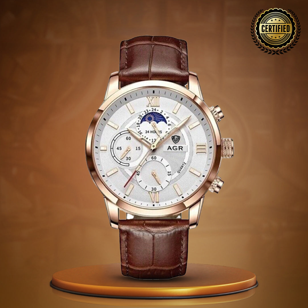 Luxury Moon Phase Quartz Wrist Watch