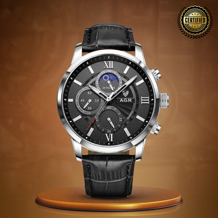 Luxury Moon Phase Quartz Wrist Watch