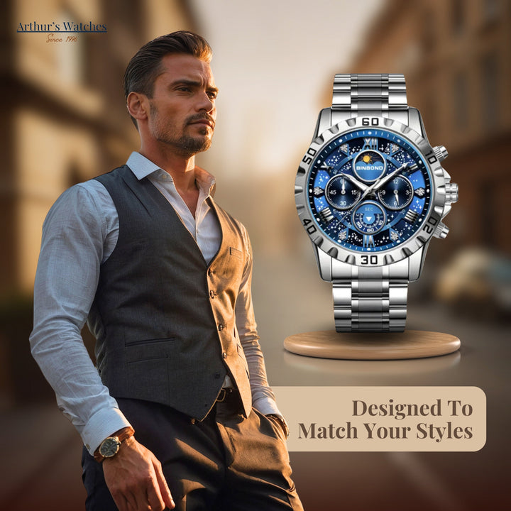 Military Inspired Metal Strap Wrist Watch