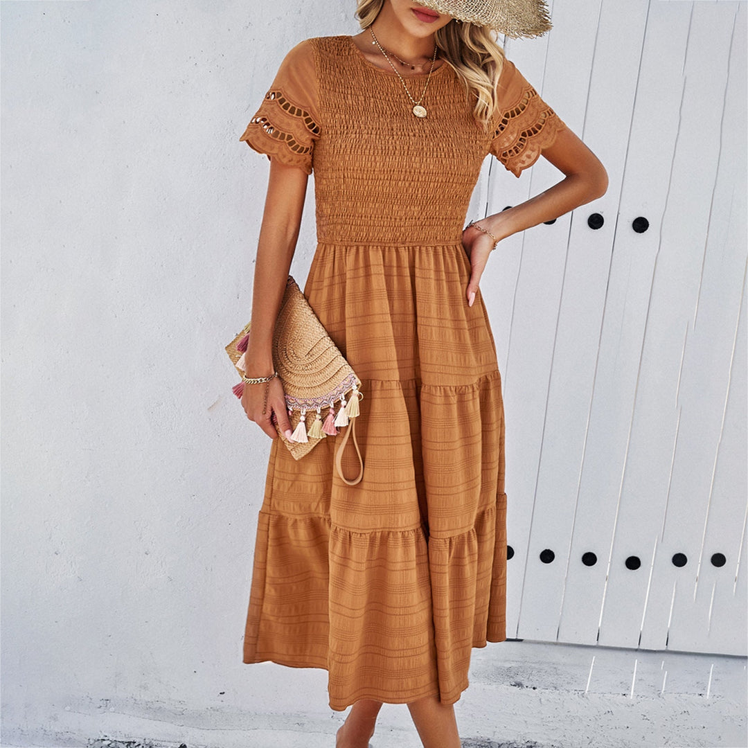 Leah | Smocked Tummy-Flattering Midi Dress