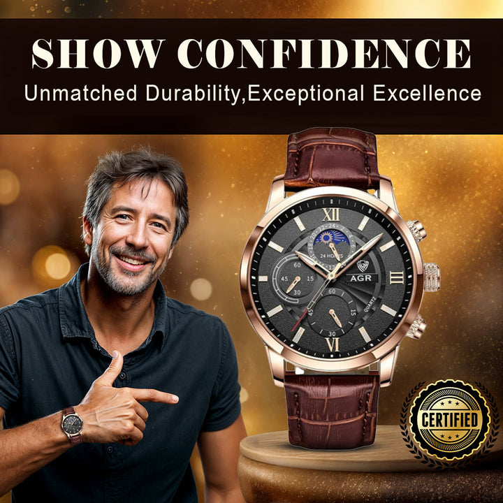 Luxury Moon Phase Quartz Wrist Watch