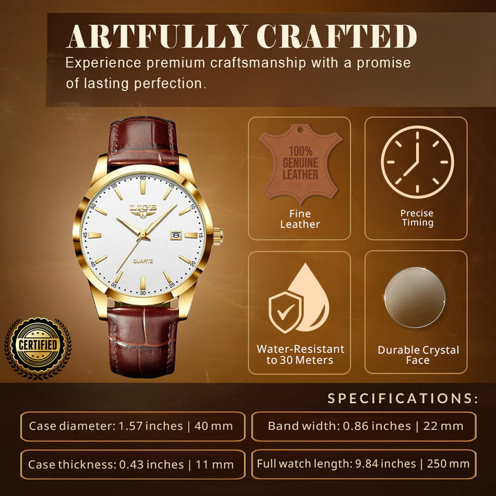 Gold Luxury Military Inspired Wrist Watch