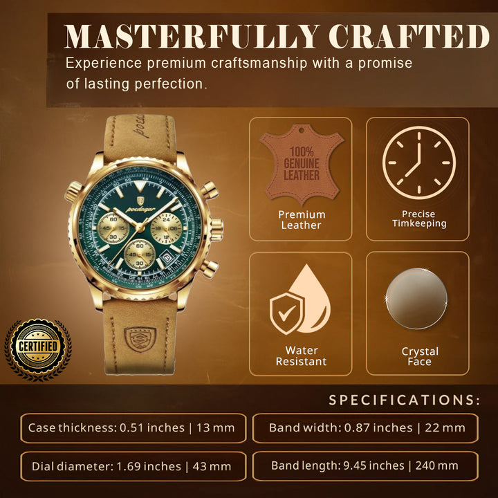 Slim Leather Strap Chronograph Wrist Watch
