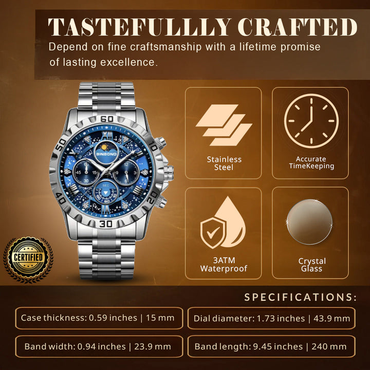 Military Inspired Metal Strap Wrist Watch