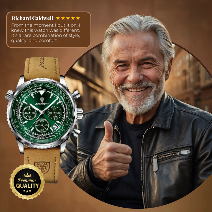 Slim Leather Strap Chronograph Wrist Watch