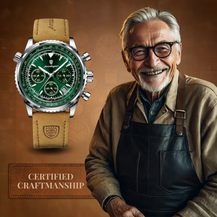 Slim Leather Strap Chronograph Wrist Watch