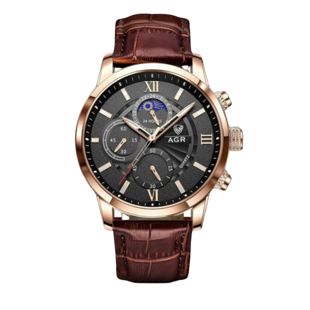 Luxury Moon Phase Quartz Wrist Watch