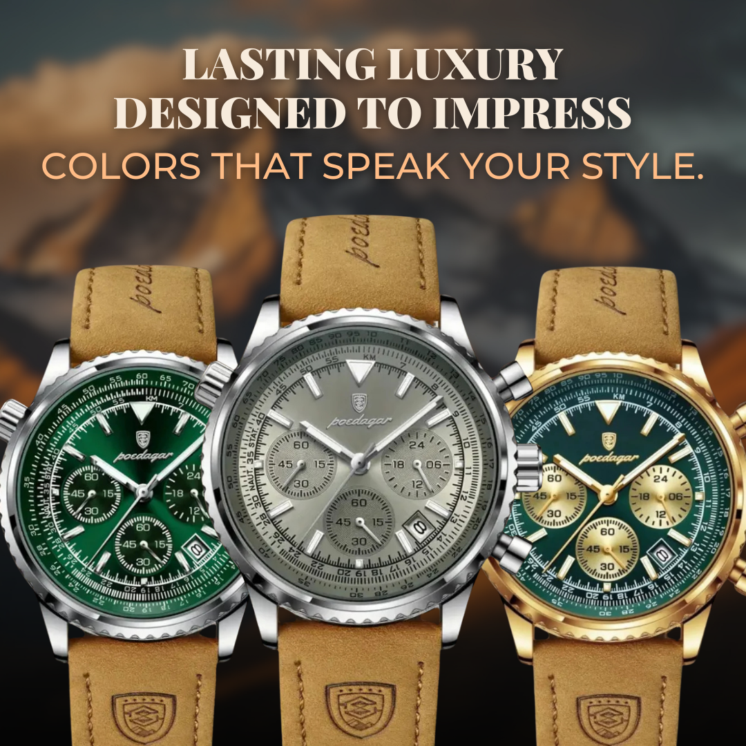 Slim Leather Strap Chronograph Wrist Watch