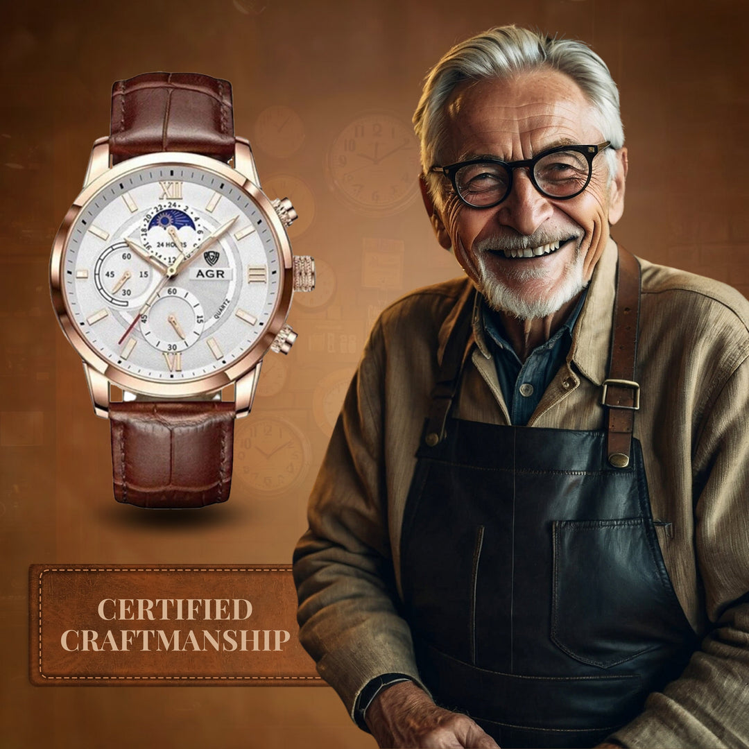 Luxury Moon Phase Quartz Wrist Watch