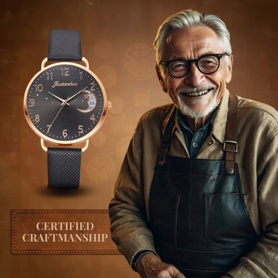 Lightweight Moon Inspired Wrist Watch and Bracelets Set