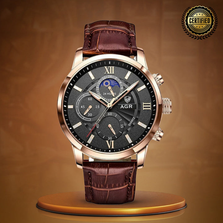 Luxury Moon Phase Quartz Wrist Watch