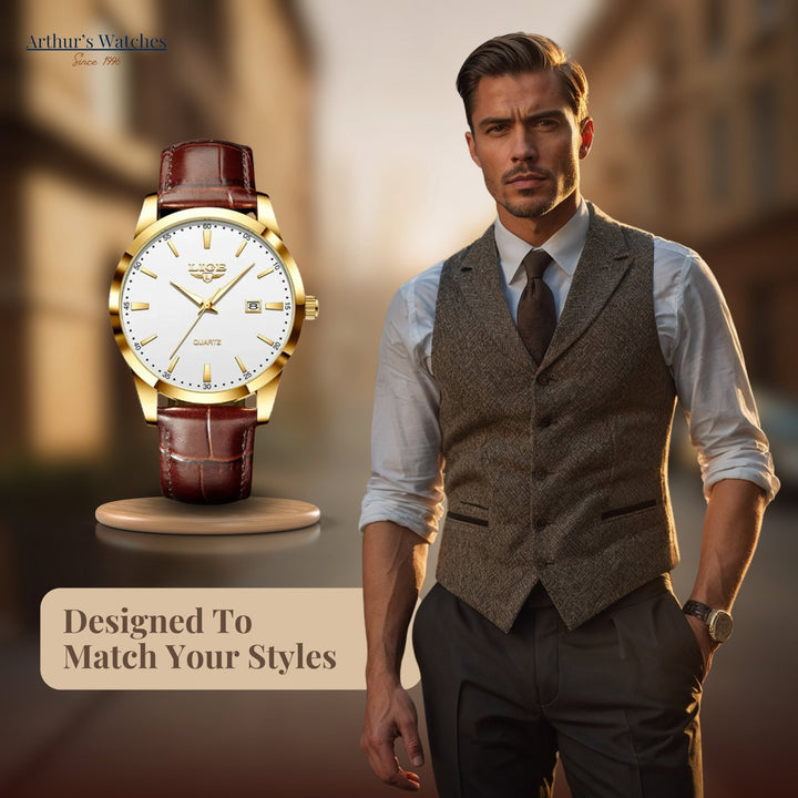 Gold Luxury Military Inspired Wrist Watch