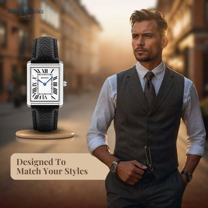 Square Dial For Couples Wrist Watch