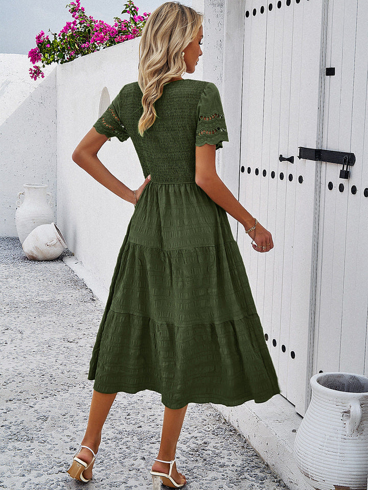 Leah | Smocked Tummy-Flattering Midi Dress