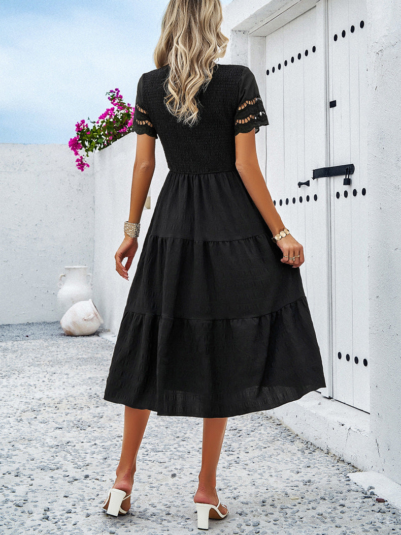 Leah | Smocked Tummy-Flattering Midi Dress