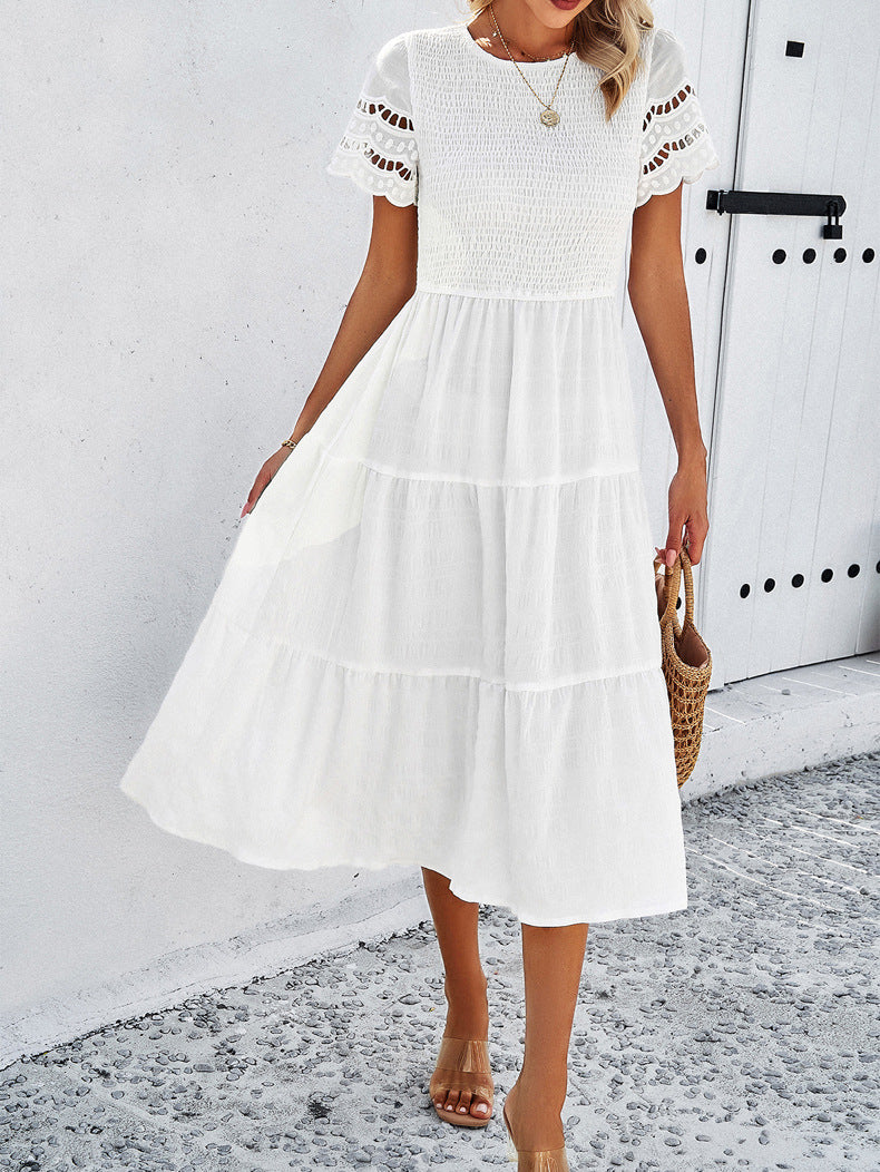 Leah | Smocked Tummy-Flattering Midi Dress