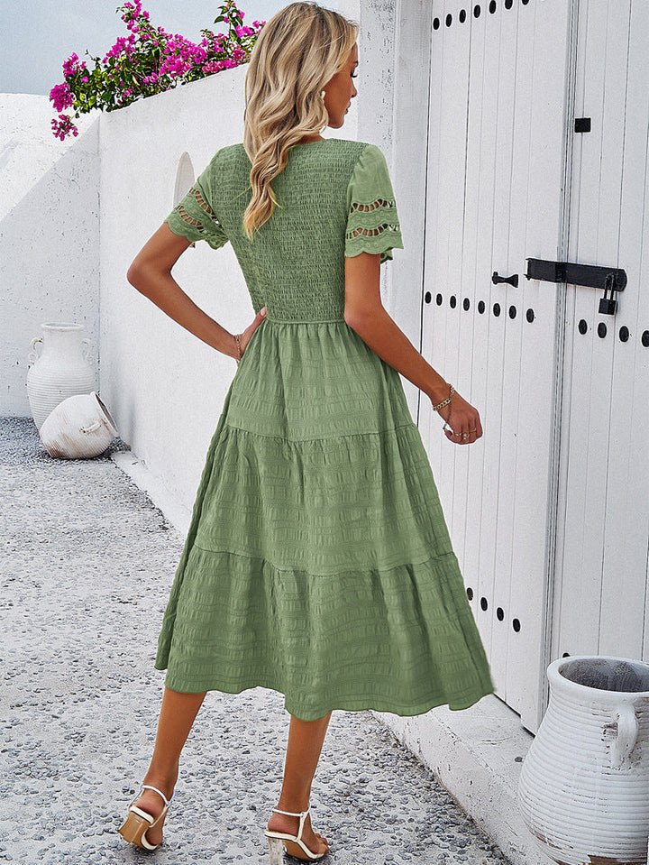 Leah | Smocked Tummy-Flattering Midi Dress