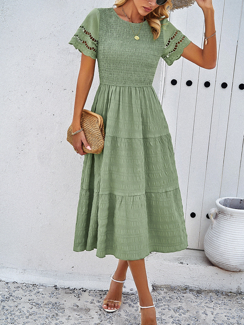 Leah | Smocked Tummy-Flattering Midi Dress