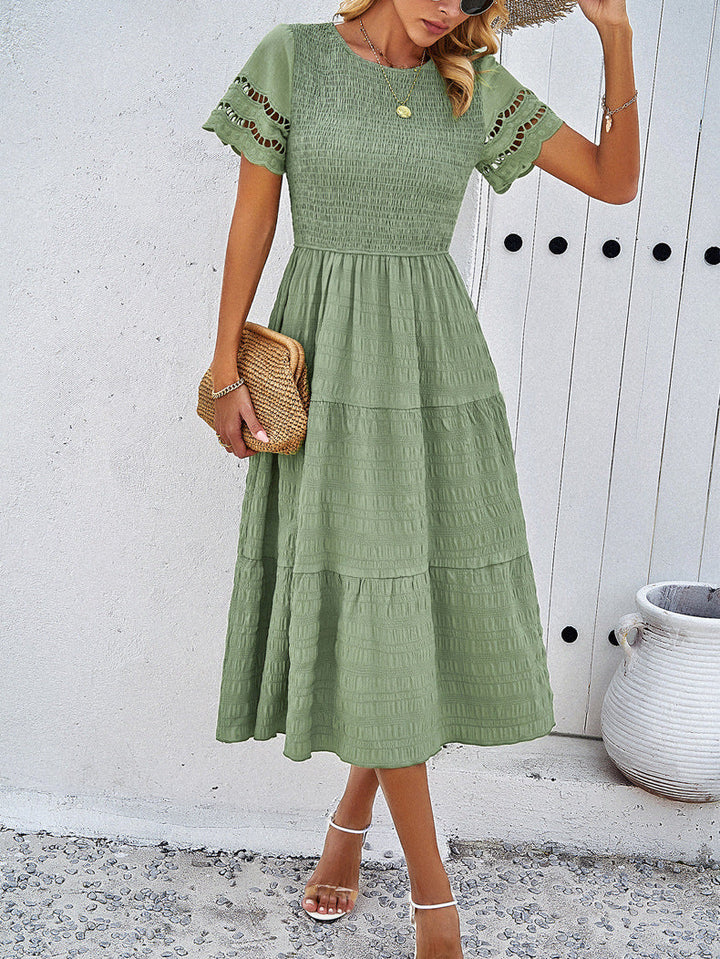 Leah | Smocked Tummy-Flattering Midi Dress