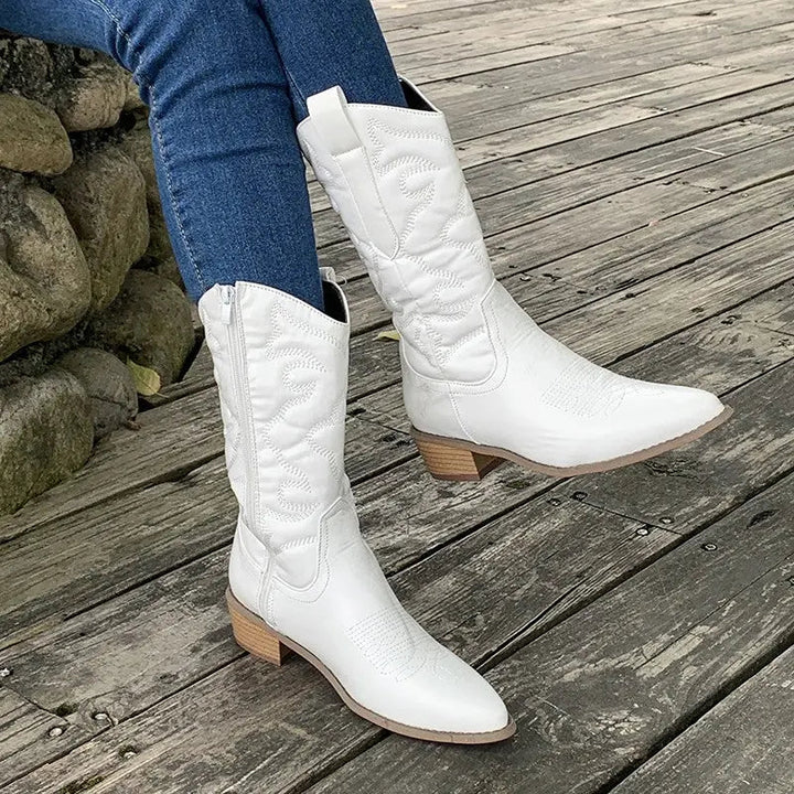 Sienna | Women's Metallic Embroidered Pointed-Toe Cowboy Boots