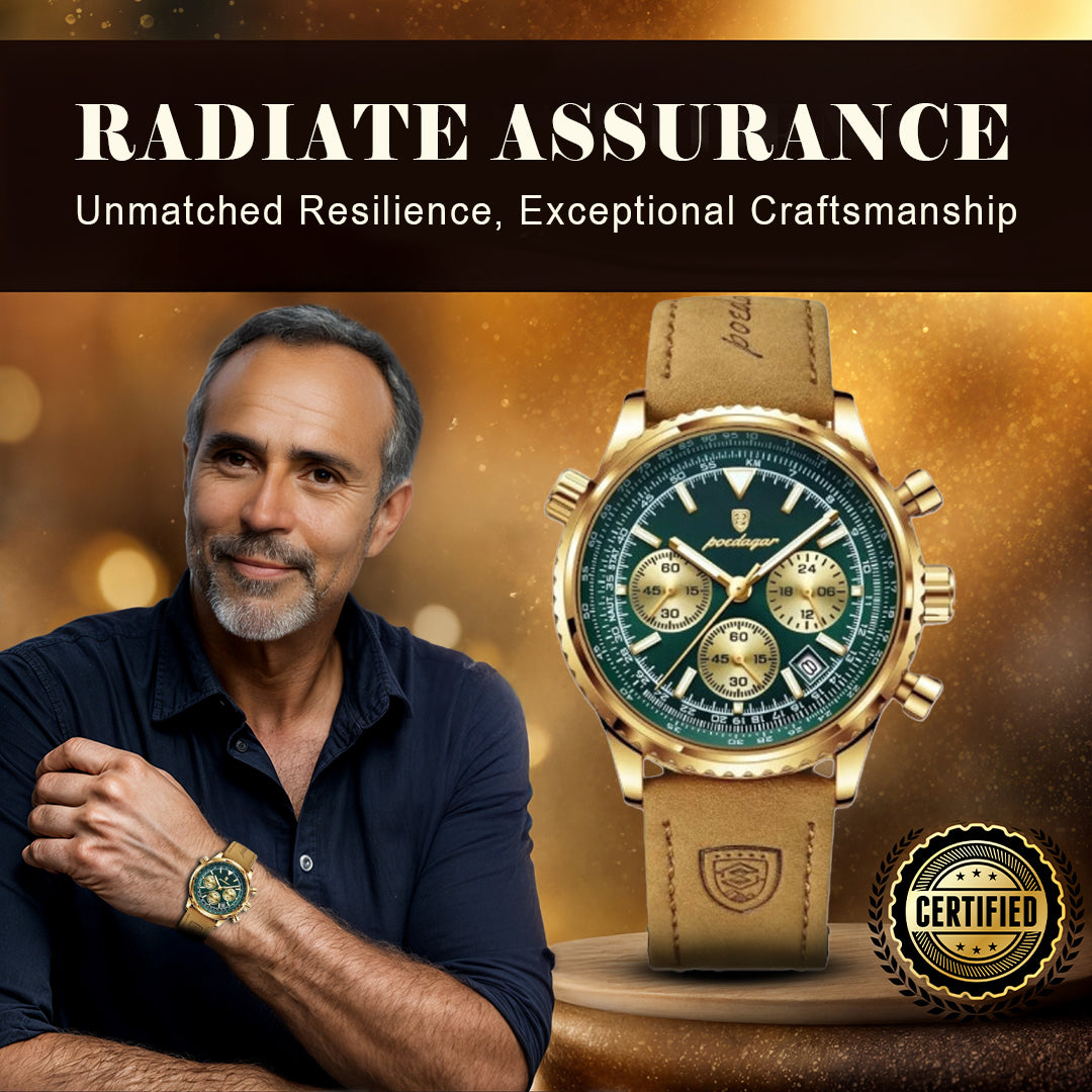 Slim Leather Strap Chronograph Wrist Watch