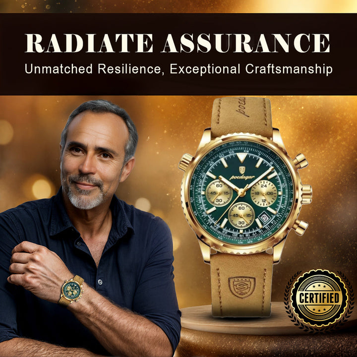 Slim Leather Strap Chronograph Wrist Watch