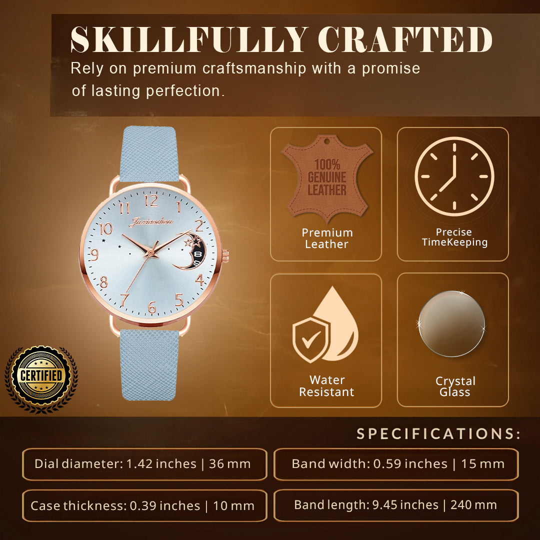 Lightweight Moon Inspired Wrist Watch and Bracelets Set