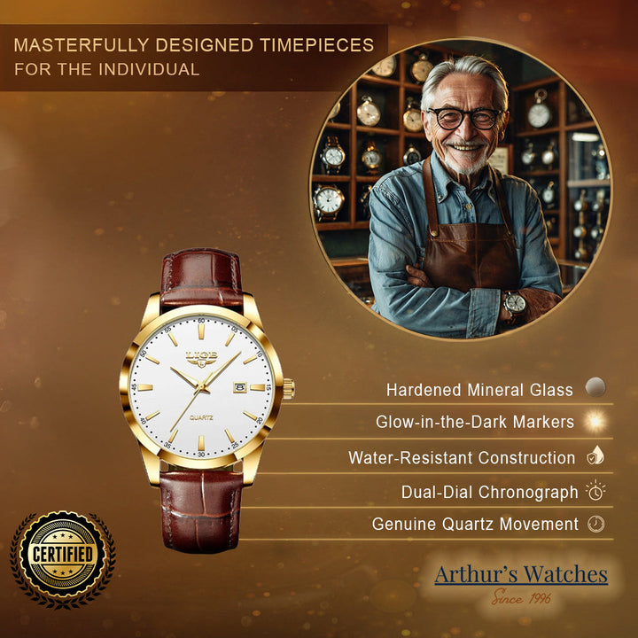 Gold Luxury Military Inspired Wrist Watch