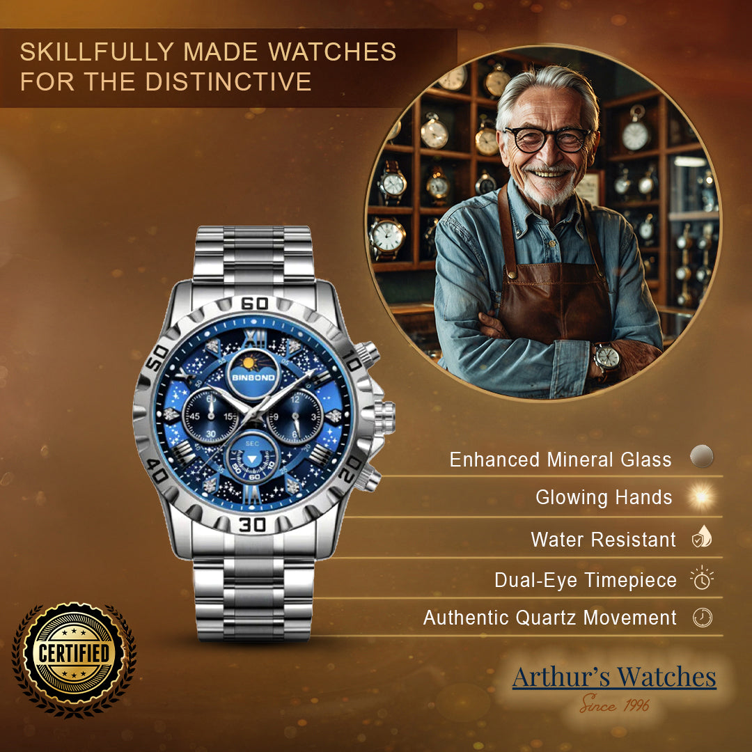 Military Inspired Metal Strap Wrist Watch